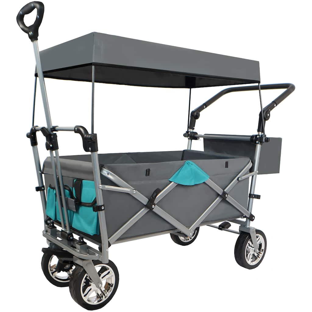 Push & Pull Utility Folding Wagon - Includes Removable Canopy