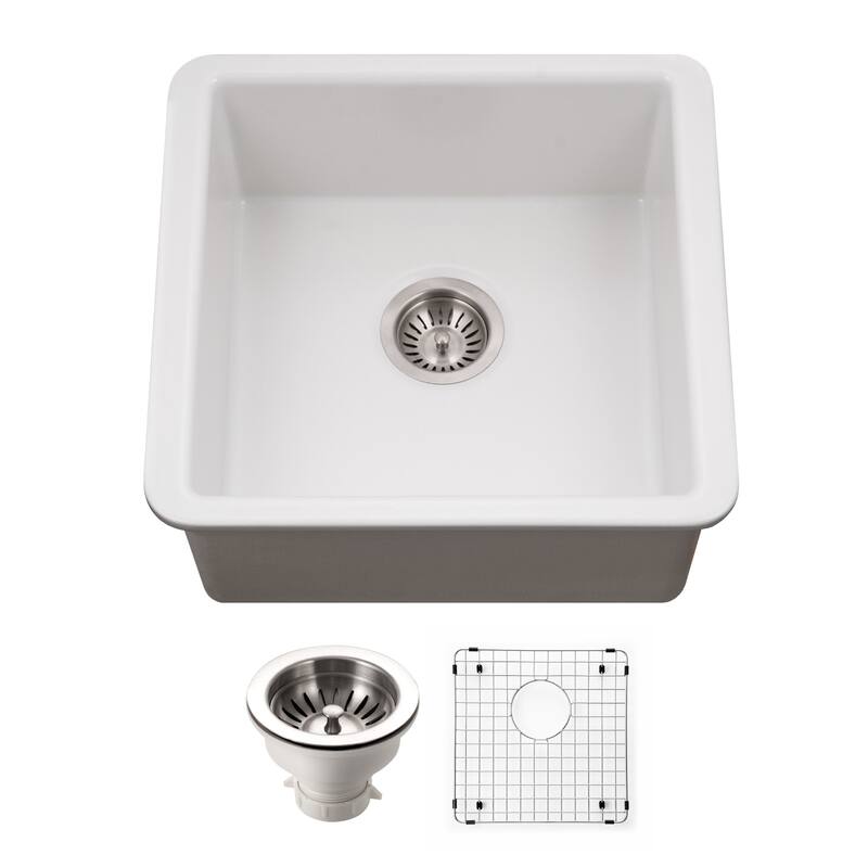 Houzer PTB-2020-C Platus 19-1/8" Undermount Single Basin Fireclay Bar