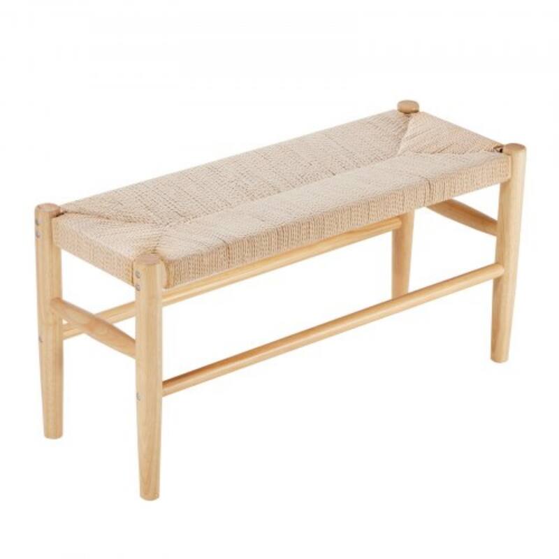 Rattan Bench Wooden Bench 31.5 Inches for Entryway Living Room & Bedroom - Multi