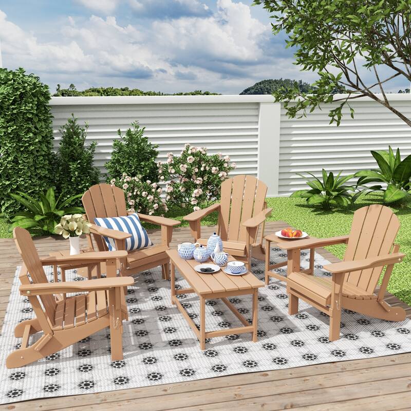 Laguna Hdpe All Weather Outdoor Patio Foldable Adirondack Chairs Conversation Set (7-Piece Set)