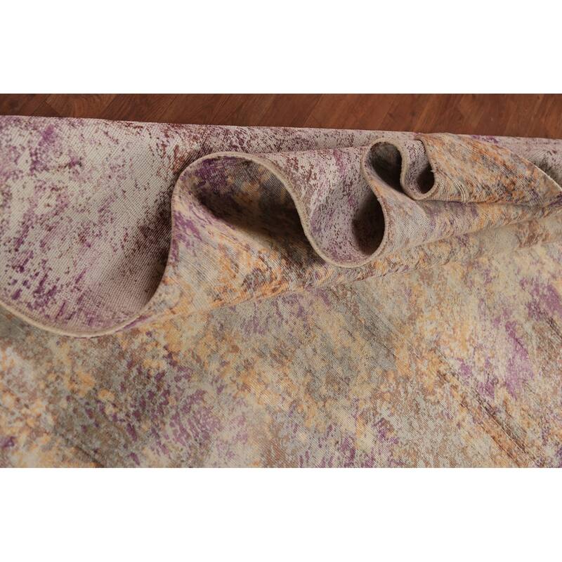 Modern Abstract Indian Area Rug Handmade Multi-Color Wool Carpet - 8'11"x 11'9"