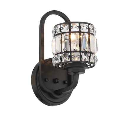 1 - Light Dimmable Matte Black Armed Sconce - W5.55"xD6.89"xH11.02"