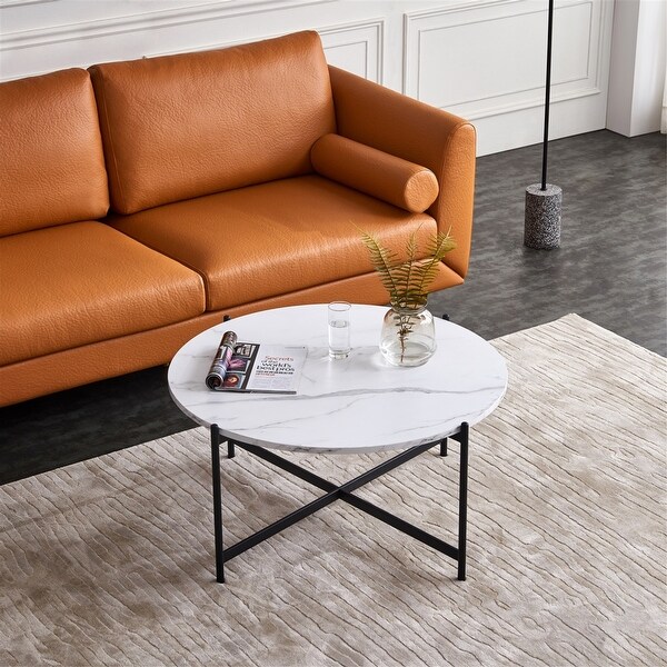 AOOLIVE Modern Nesting coffee table,Black color frame with marble. Opens flyout.