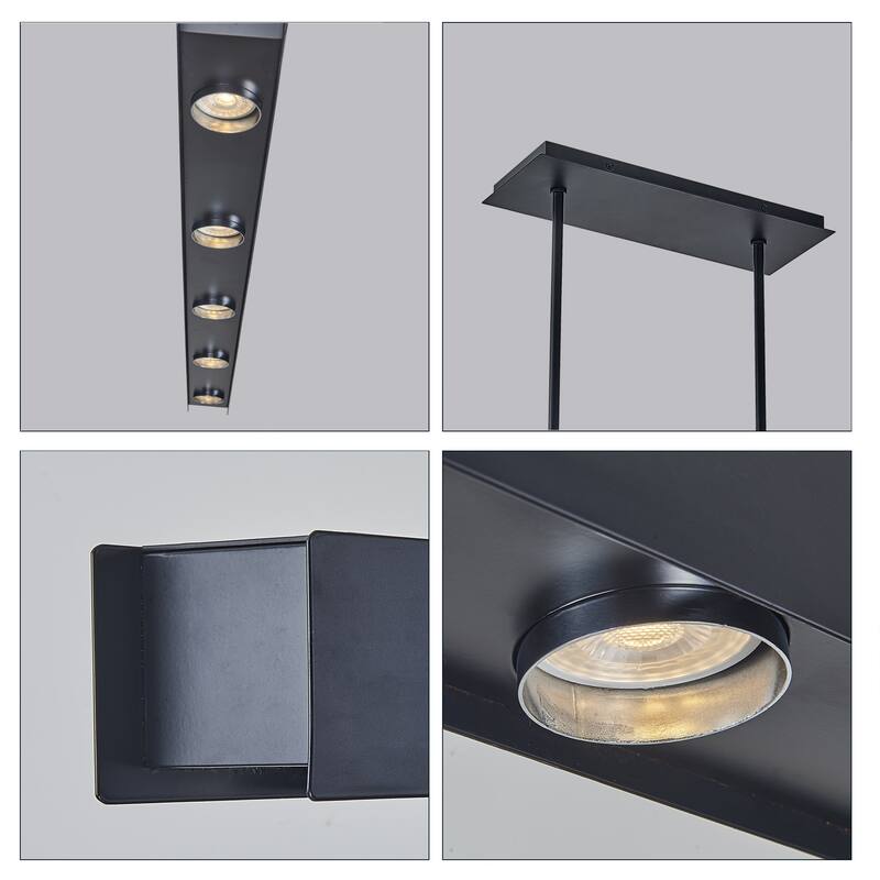 5 Lights 44 inch linear black finish chandelier