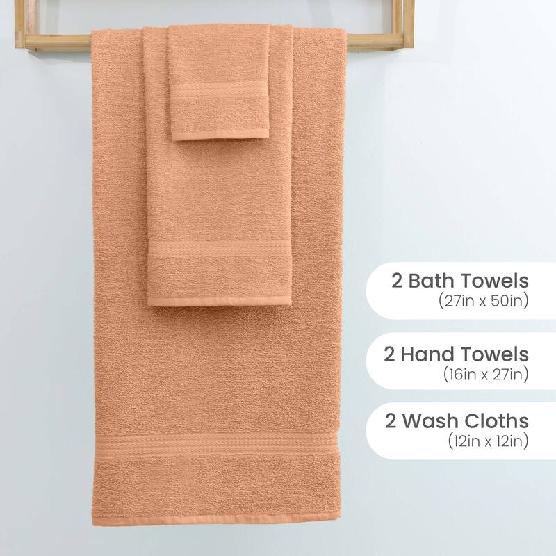 Superior Miami 100% Cotton 6-Piece Towel Set - Lightweight & Quick Drying