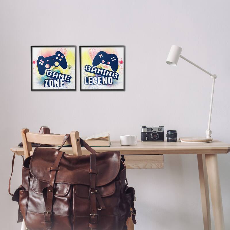 Stupell Retro Splatter Game Phrases Framed Giclee Art Design By Marcus Prime (Set of 2)
