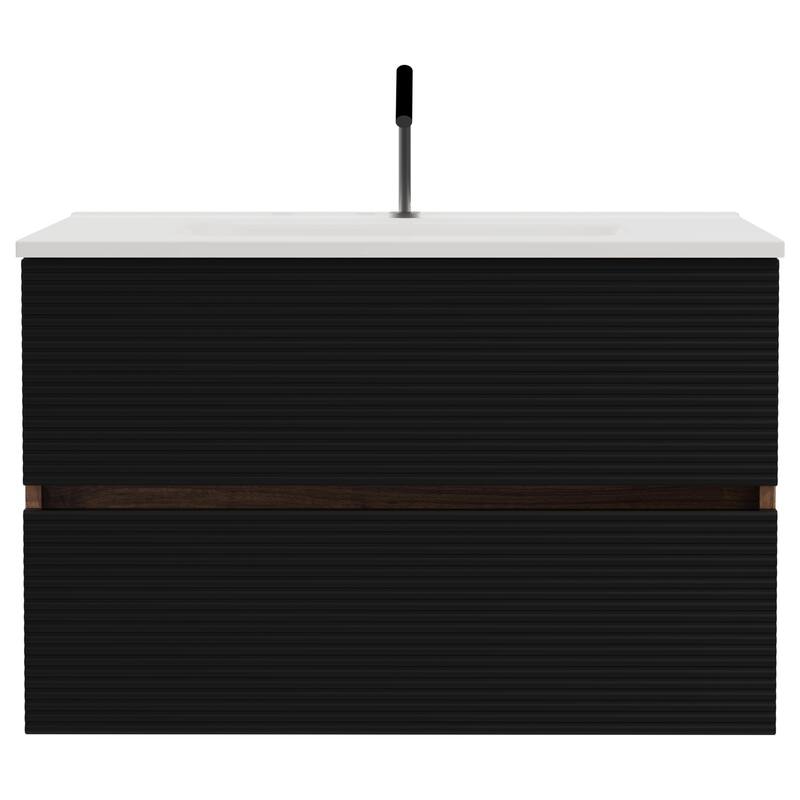 GDFStudio - Gloria Floating Bathroom Vanity with Integrated Ceramic Sink and Soft-Close Storage