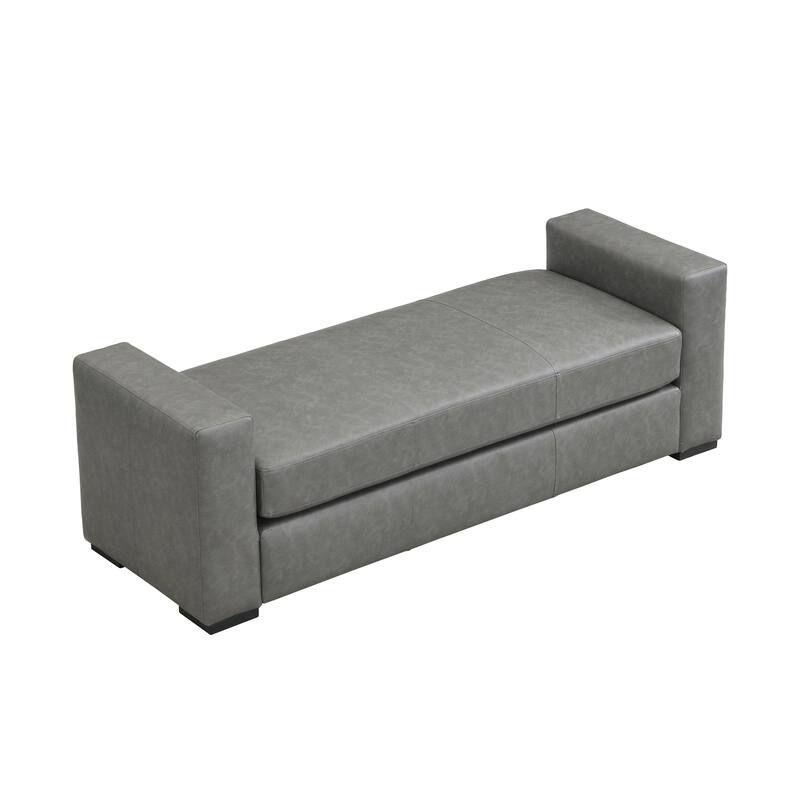 Stylish Grey Faux Leather Ottoman - Durable & Versatile Footrest