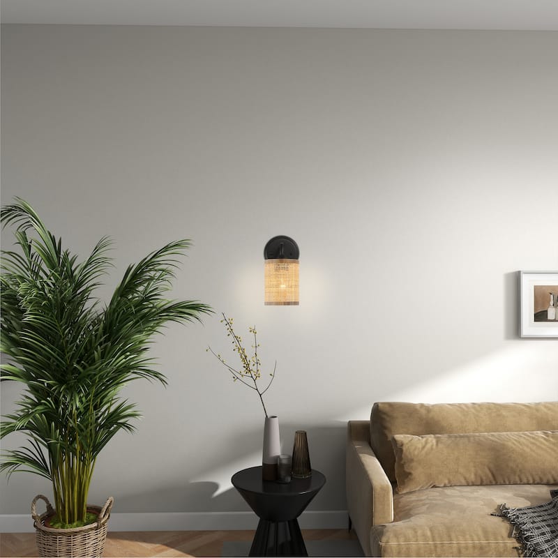 Azura Single-Light Wall Sconce with Rattan Shade