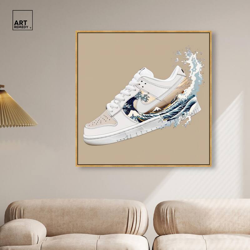 Great Wave Sneaker Splash Canvas by Art Remedy