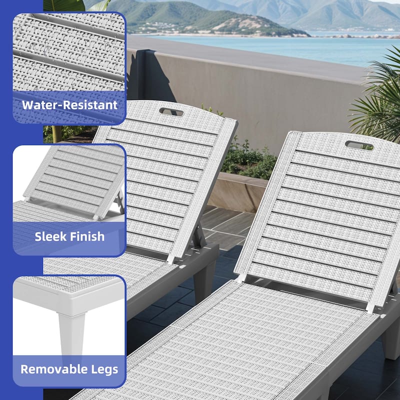 Outdoor Chaise Lounge Chairs (Set of 2) with Adjustable Backrest