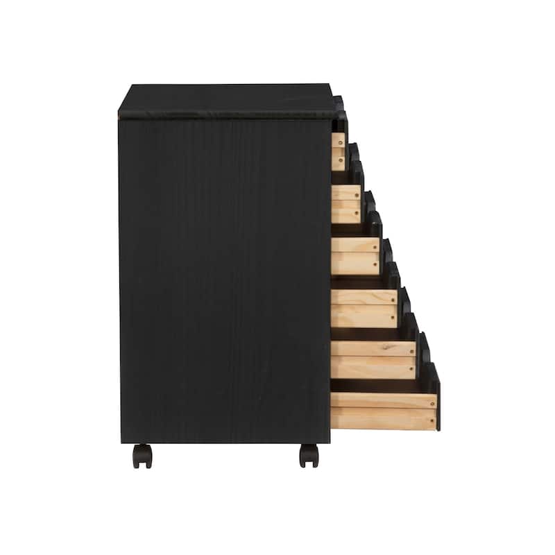 25.25” Black Wide Rolling Storage Cabinet with 6 Drawer