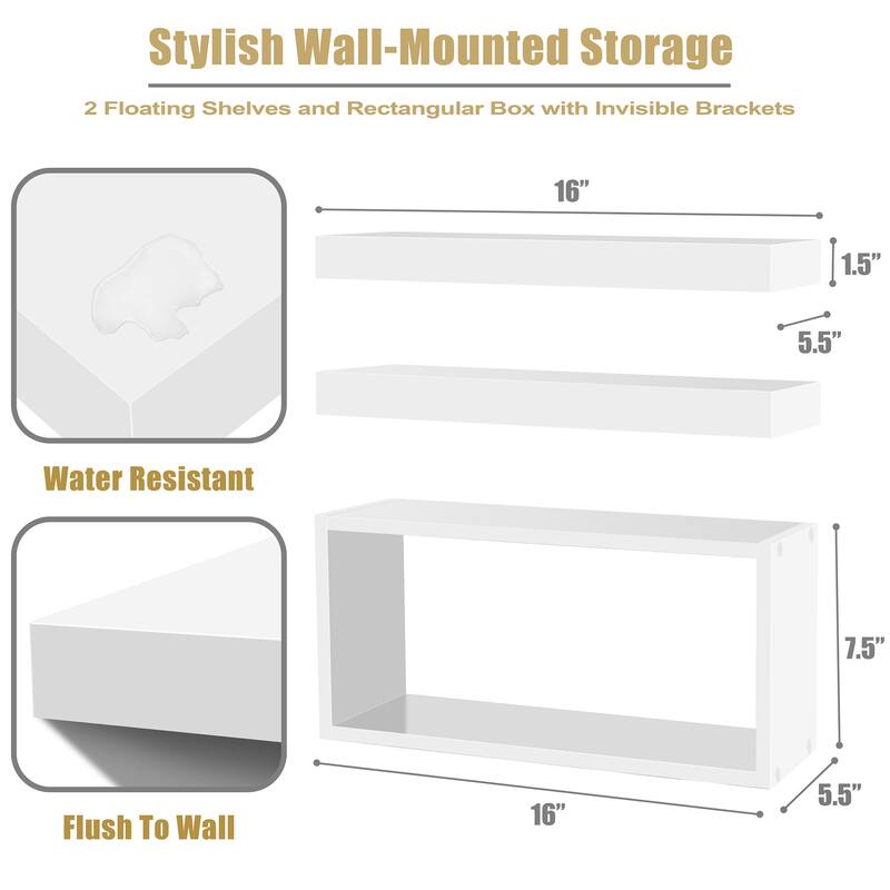 Sorbus Floating Shelves for Wall Set of 3 - 16"L X 5.5"W X 7.75H