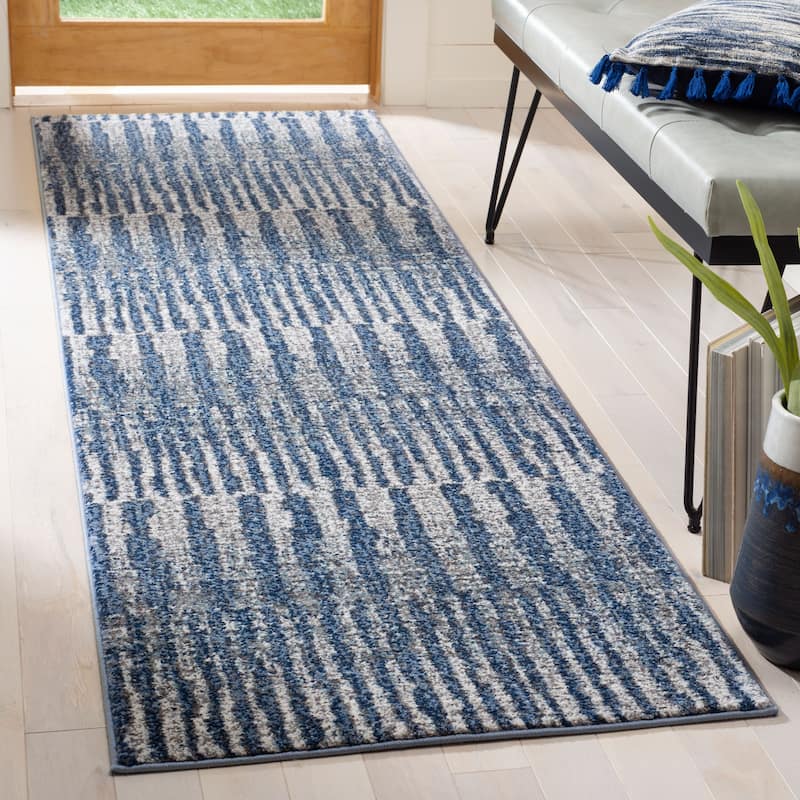 SAFAVIEH Galaxy Philipa Modern Contemporary Rug - 2'3" x 6' Runner - Navy/Light Grey