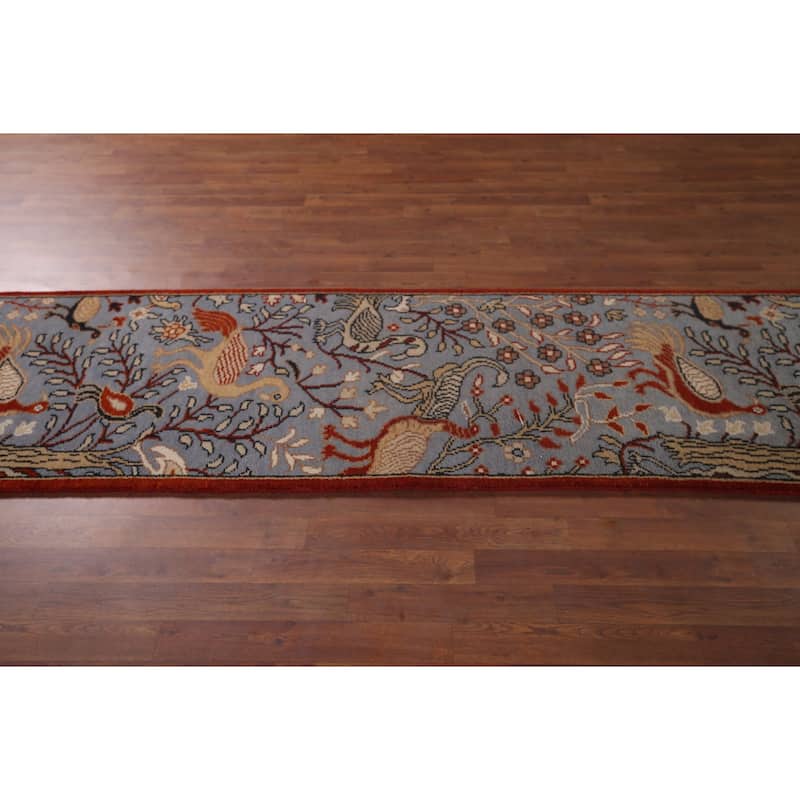 Animals Design Ziegler Oriental Runner Rug Hand-Knotted Wool Carpet - 2'7"x 13'9"