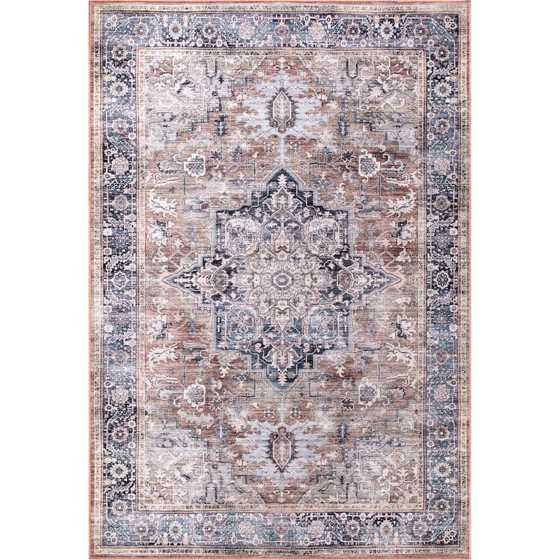 Abani Rugs Lola LOL150A Brown Blue Medallion Area Rug