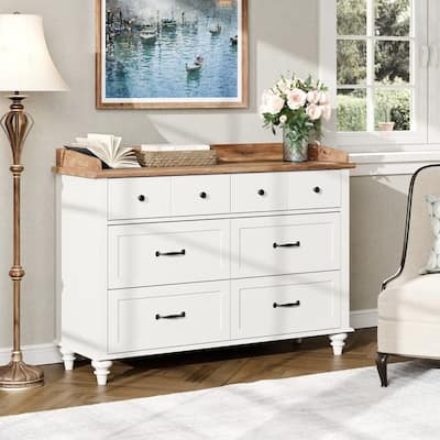 Mid Century Dresser with 5/6 Drawers, Wooden Kids Dresser for Bedroom