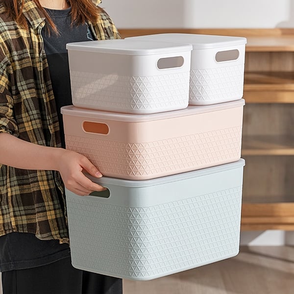 Lidded Storage Bin Organizer | Storage Organizing Container, Set of 6