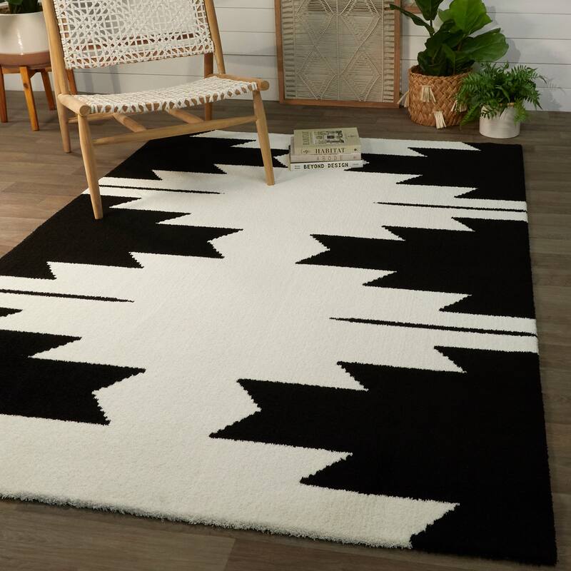 Nicholas Southwestern Area Rug - 5'3" x 7' - Black - Runner