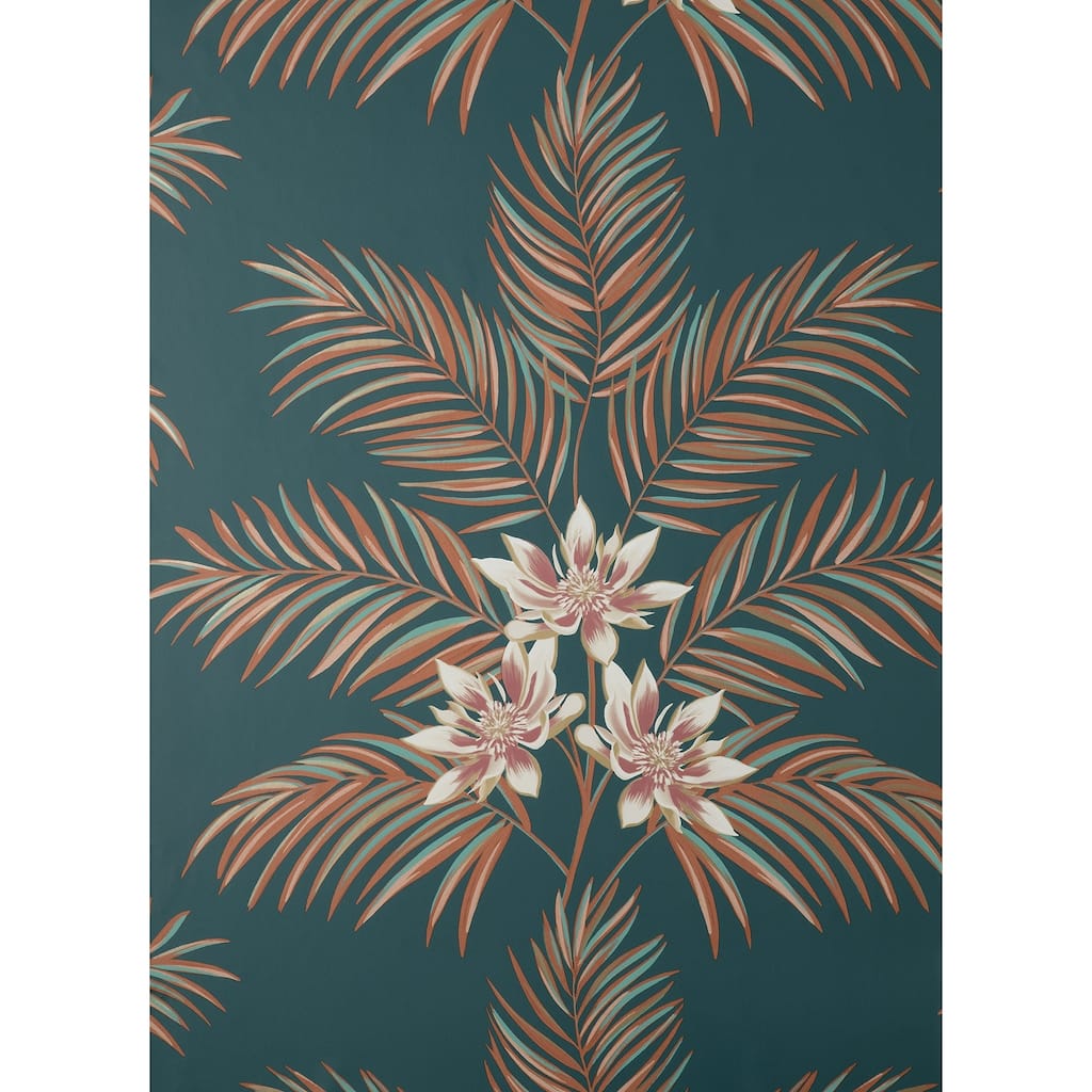 Fine Decor Bali Teal Palm Wallpaper