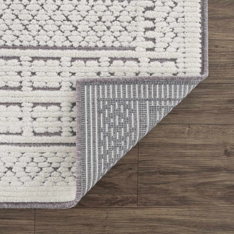 Hauteloom Bahar Living Room, Bedroom Machine Washable Area Rug - White, Off White - 2' x 2'10"