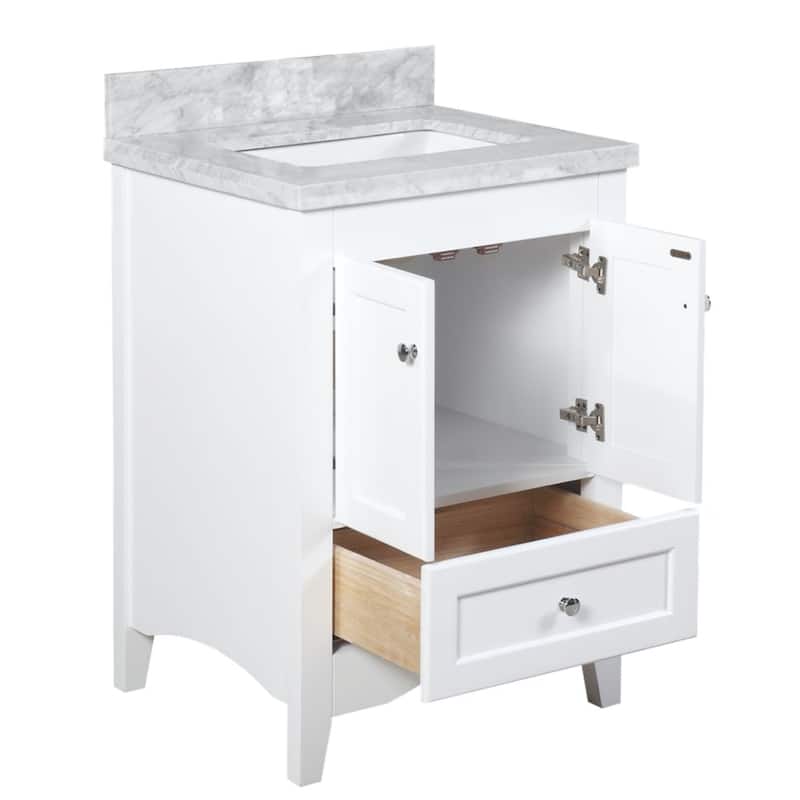 KitchenBathCollection Abbey 24" Bathroom Vanity with Carrara Marble Top