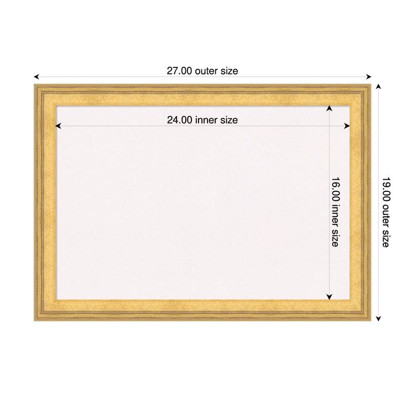 Owen Gold Wood Framed Cork Board - Bulletin Board, Organization Board, Pin Board - White - 27 x 19 in