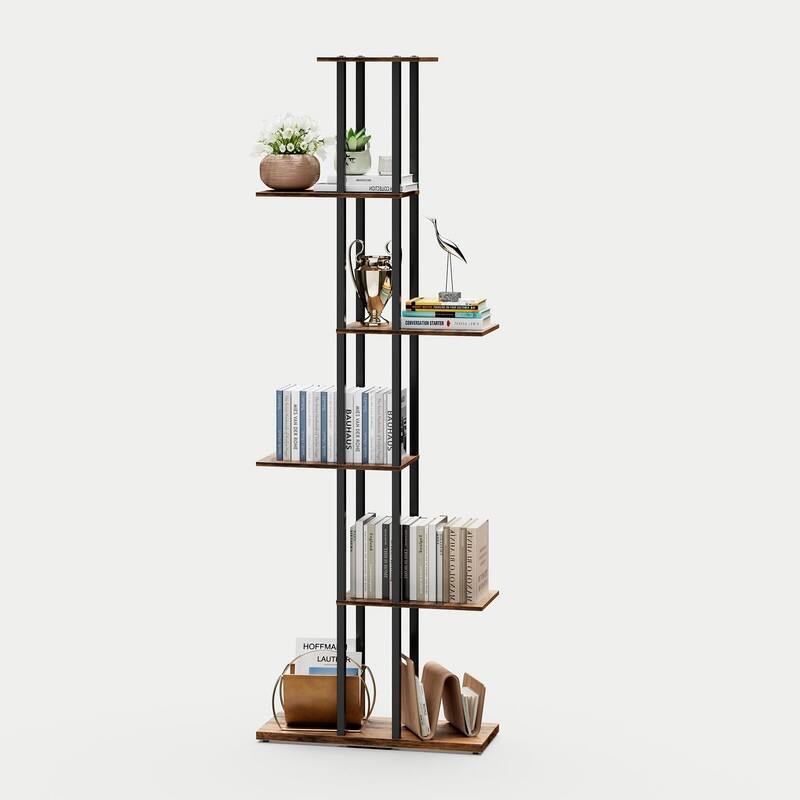 6-Tier Bookshelf - 9.4 x 20.8 x 62.2 inches - Brown