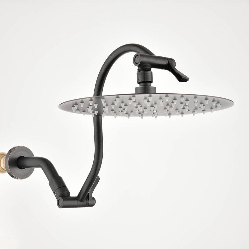 Bathlet 10" Rain Shower Head with Adjustable Height & Distance Extension Arm