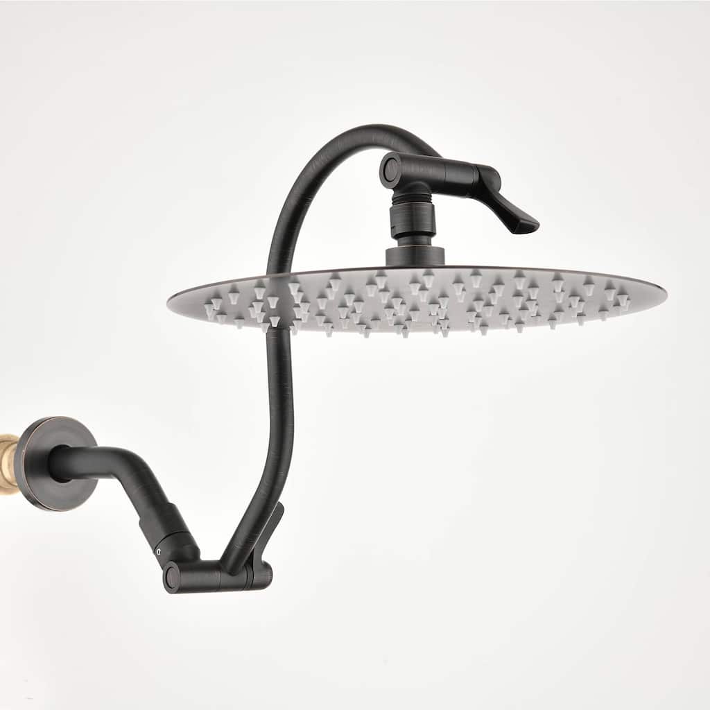 Bathlet 10" Rain Shower Head with Adjustable Height & Distance Extension Arm