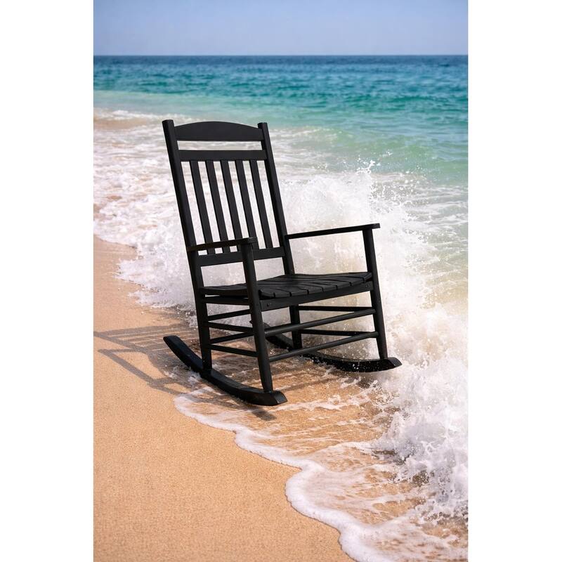 Fratelli Black Rocker Poplar Wood Outdoor Rocking Chair
