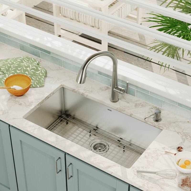 Karran Elite 32" Undermount 16 Gauge Single Bowl Stainless Steel Kitchen Sink