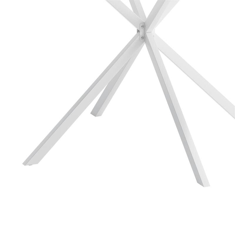 47.24" Round Dining Table with Removable Top and Iron Cross Leg