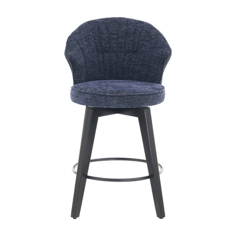 Swivel Bar Stools Set of 2, Upholstered Dining Room Chairs with Wide Backrest, Counter Height Chair with Metal Legs