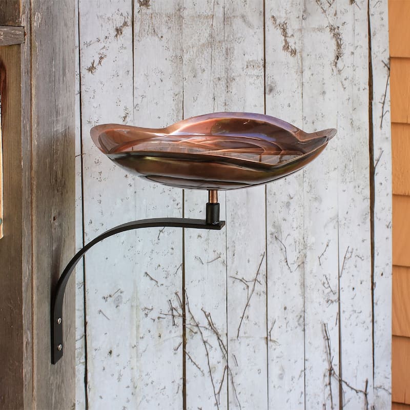 Achla Designs Celtic Dara Knot Birdbath w/Wall Mount Bracket, 13.75 Inch Wide, Antique Copper Finish