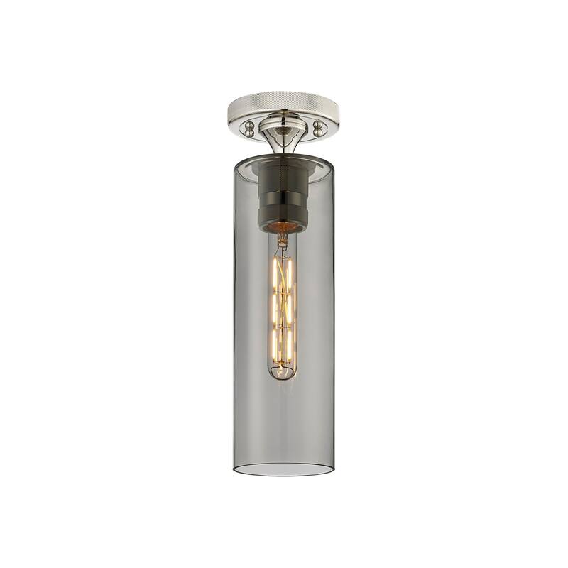 Innovations Lighting 434-1F-15-4 Crown Point Flush Crown Point 4" Wide - Polished Nickel / Plated Smoke