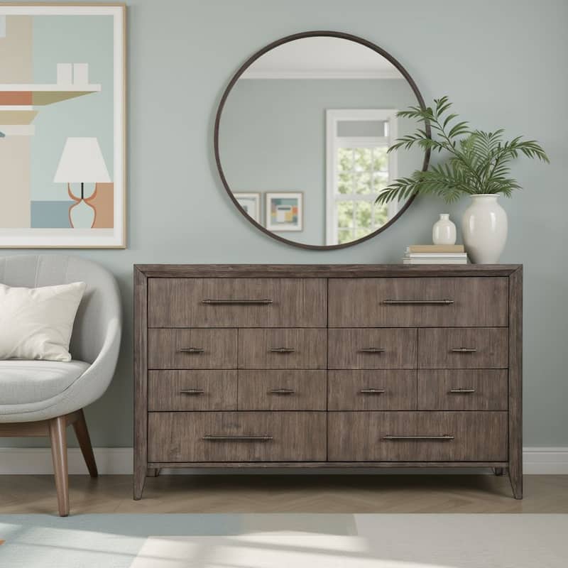 Bridgevine Home Avana 8-Drawer Dresser, No Assembly Required, Smoky Greige Finish - Smoky Greige - 8-drawer