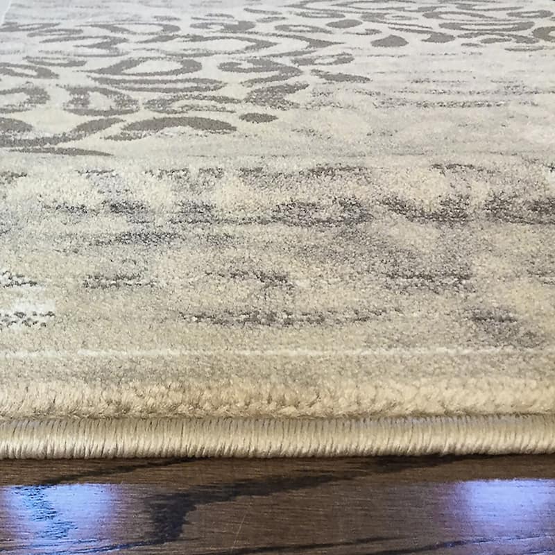 Admire Home Living Plaza Modern Abstract Damask Pattern Area Rug - 7'10"x10'6" - Beige