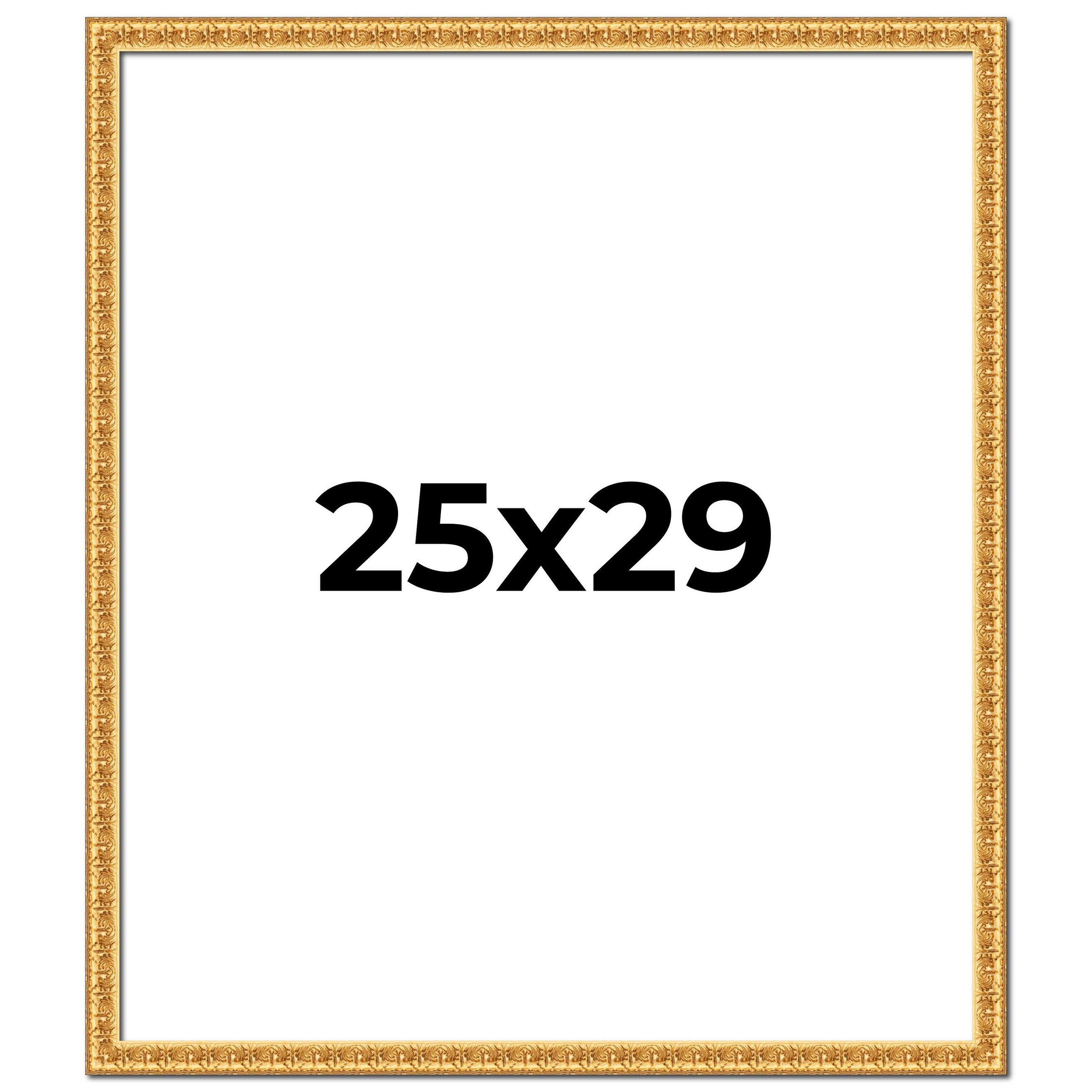 25x29 Frame Gold Real Wood Picture Frame Width 1 inches | Interior