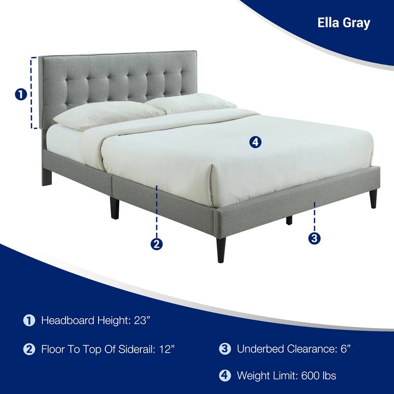 Ella by Ovis Upholstered Tufted Platform Bed Frame
