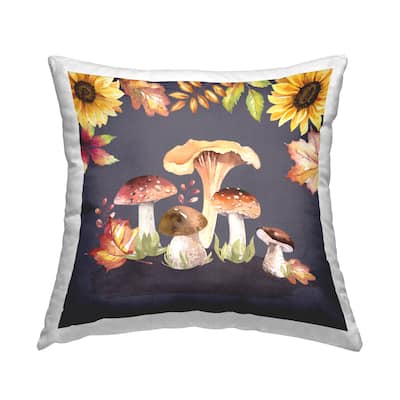 Stupell Industries Woodland Mushrooms Forest Plants Printed Throw Pillow Design by ND Art