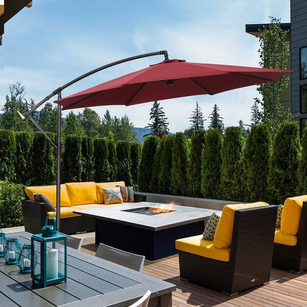 Shop Zenova 10ft Solar Patio Umbrella 360 Degree Outdoor Overstock 32111634