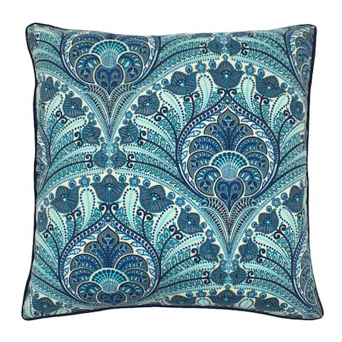Jiti Outdoor Waterproof Blue Navy Paisley Floral Patterned Accent Pillows
