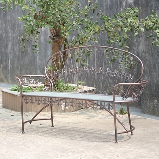 Garden Bench with Curved Back "Paris 1968" in Antique Bronze - 34.96"x21.65"x38.58"