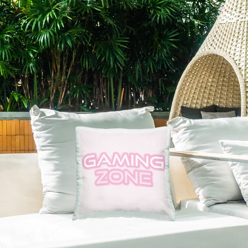 Stupell Pastel Pink Gaming Zone Printed Outdoor Throw Pillow Design by Yass Naffas Designs