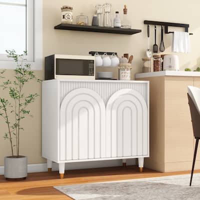Multi-Functional Buffet Sideboard Cabinet with Elegant Grooved Doors - 31.5" in Width