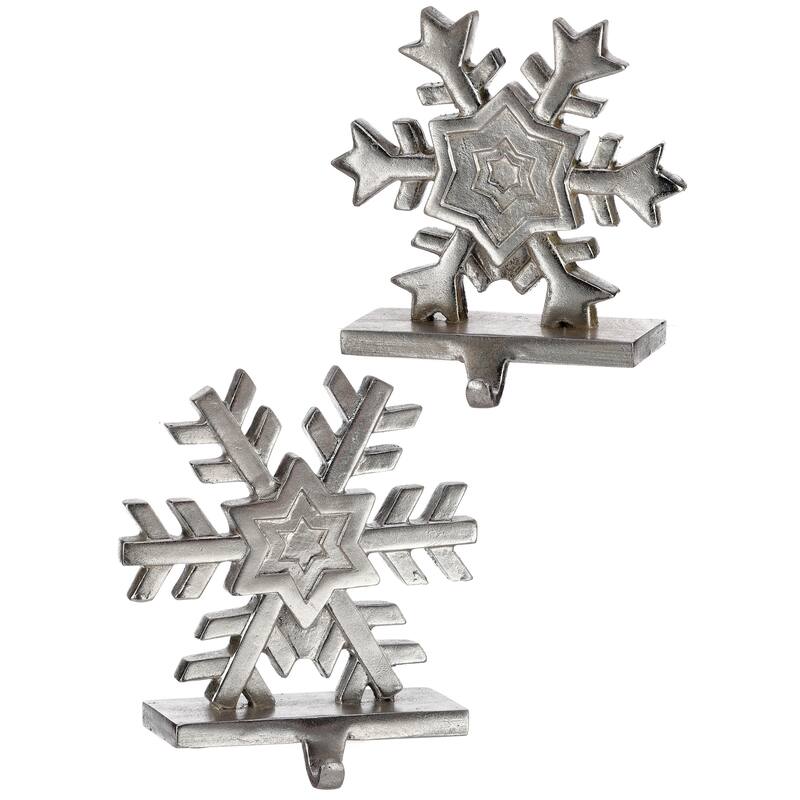 9" Resin Snowflake Stocking Holder Set of 2