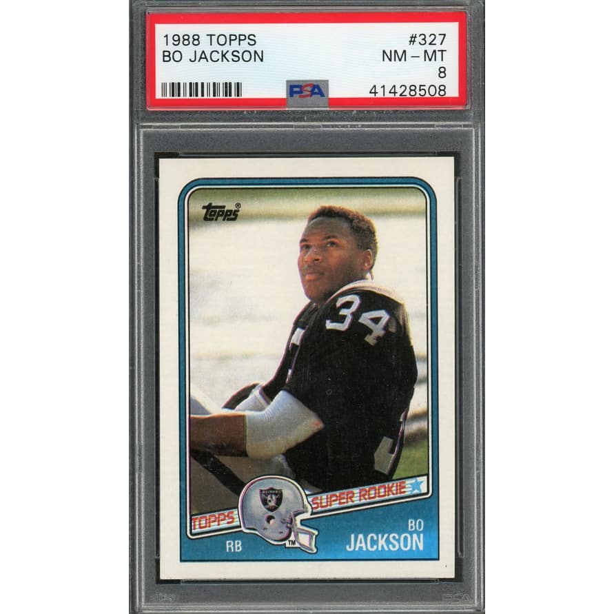 Bo Jackson Los Angeles Raiders 1988 Topps Football Rookie Card RC #327 Graded PSA 8 - 8'6" x 11'6"