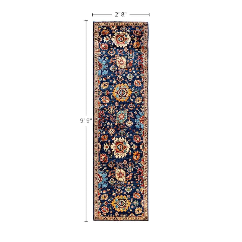 Serapi One-of-a-Kind Hand-Knotted Runner Rug - Blue, 2' 8" x 9' 9" - 2' 8" x 9' 9"