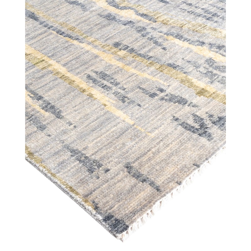 Modern One-of-a-Kind Hand-Knotted Area Rug - Gray, 8' 4" x 10' 1" - 8' 4" x 10' 1"